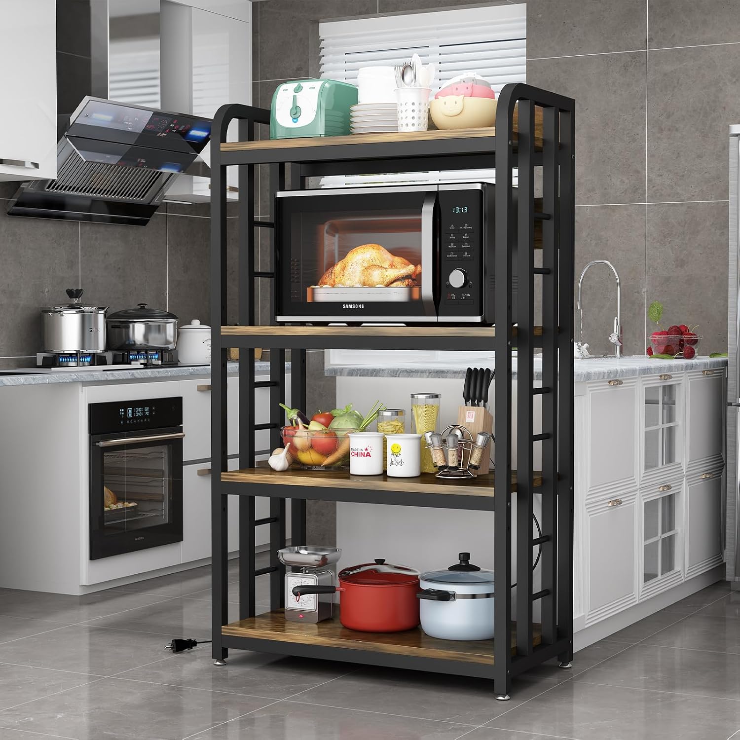 رف مطبخ من 4 طبقات مع منفذ طاق - مراجعة Kitchen Appliances Countertop وسعره