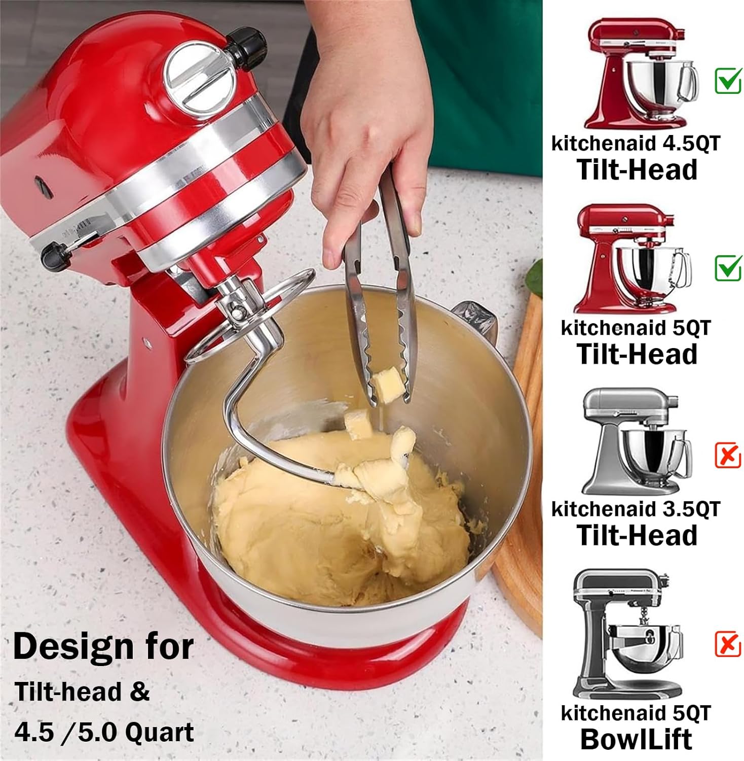 خطاف عجن من الفولاذ المقاوم لل - مراجعة Kitchen Appliances Kitchenaid وسعره