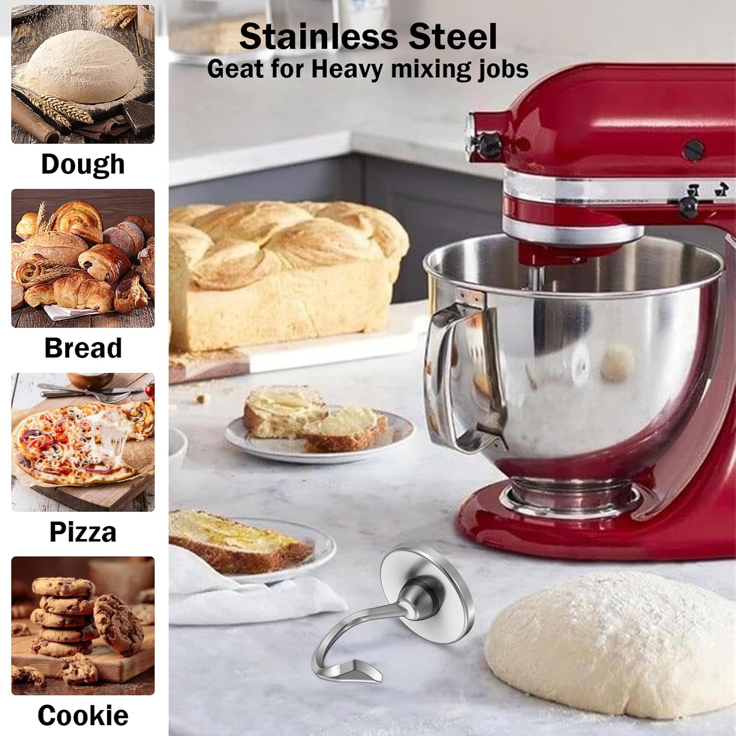 خطاف عجن من الفولاذ المقاوم لل - مراجعة Kitchen Appliances Kitchenaid وسعره