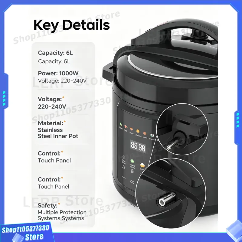 قدر ضغط كهربائي 6 لتر و 8 لتر، - مراجعة Kitchen Appliances Direct وسعره