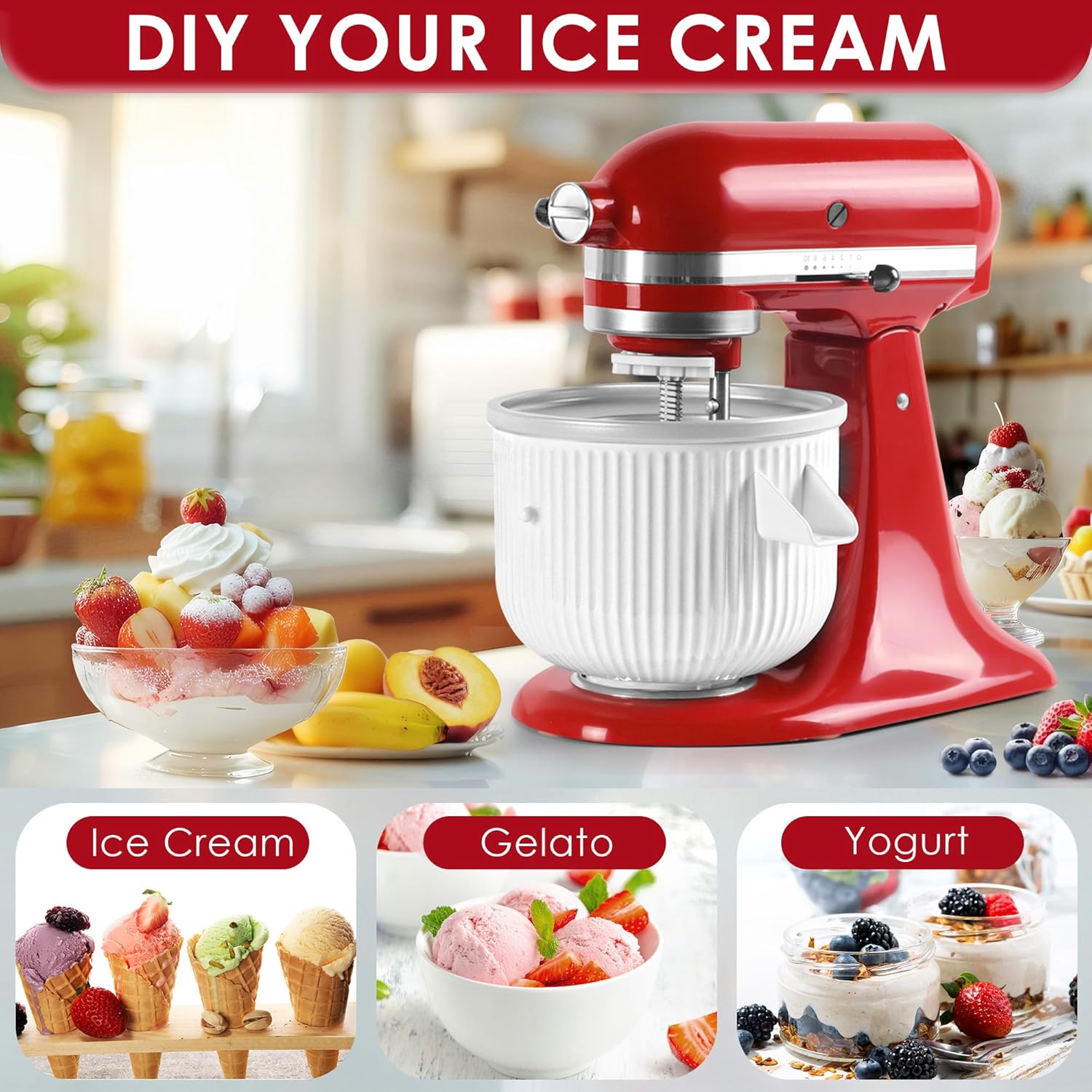 مرفق صانع الآيس كريم لخلاطات ح - مراجعة Kitchen Appliances Kitchenaid وسعره